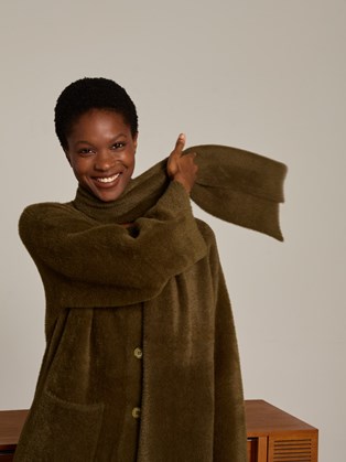 Μακριά ζακέτα Χακί Marina V 