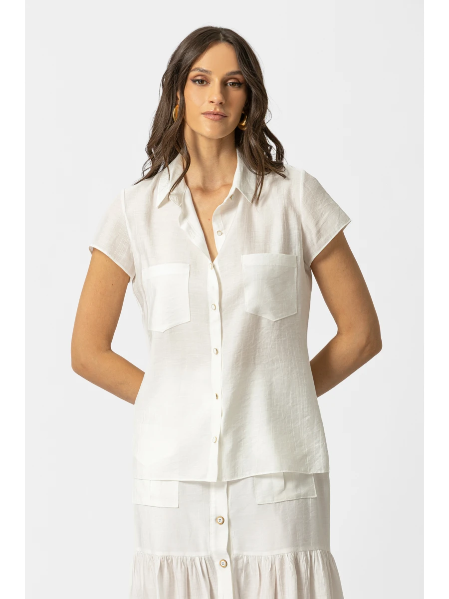 Λευκό γυναικείο πουκάμισο κοντομάνικο
