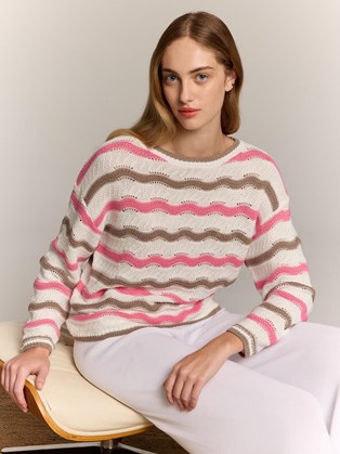 Πλεκτή Μπλούζα Marina V Paris με Ριγέ Σχέδιο