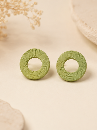 Happy Clay Earrings Light Green Cycle