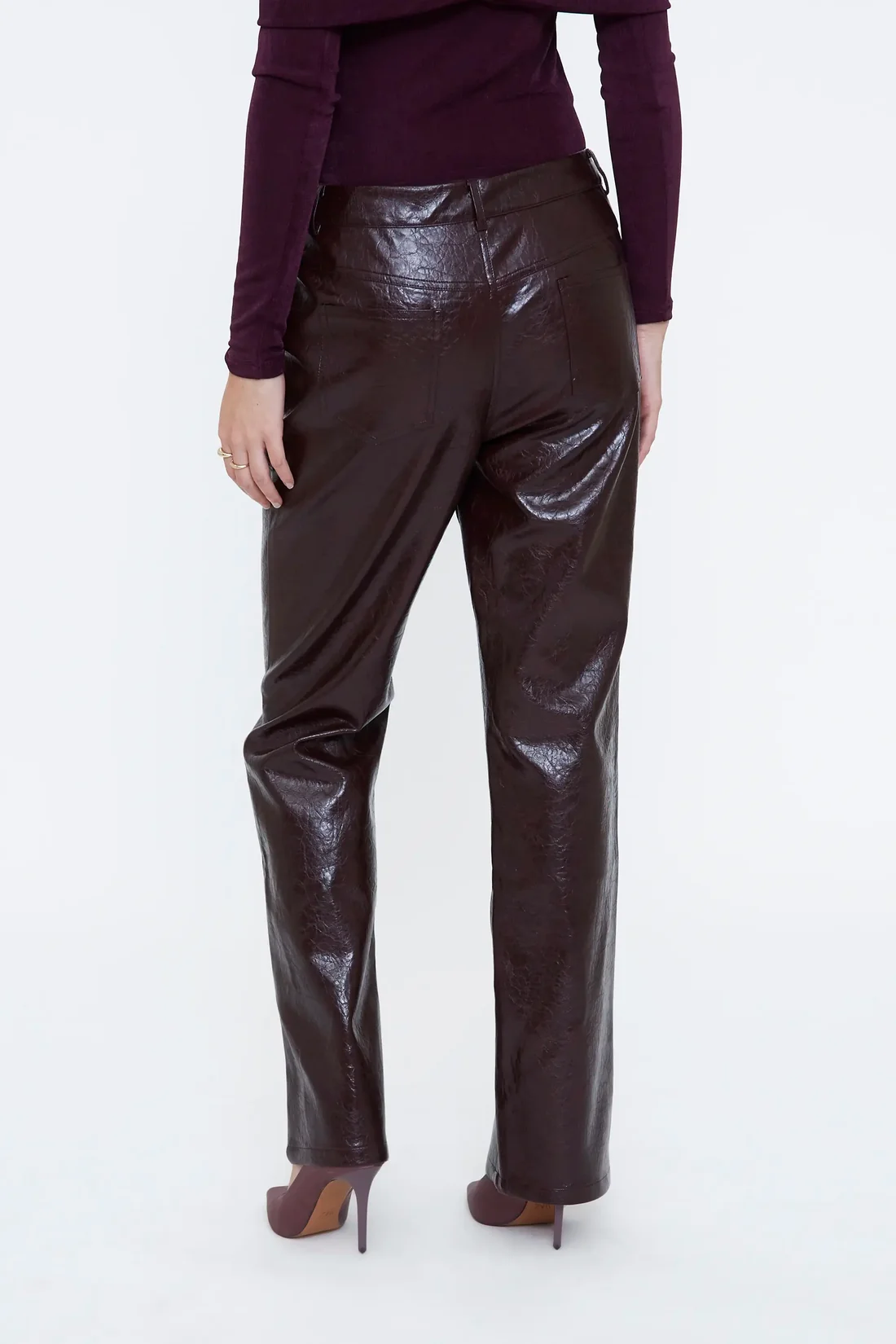 Wild Pony Μπορντό Παντελόνι από Faux Leather