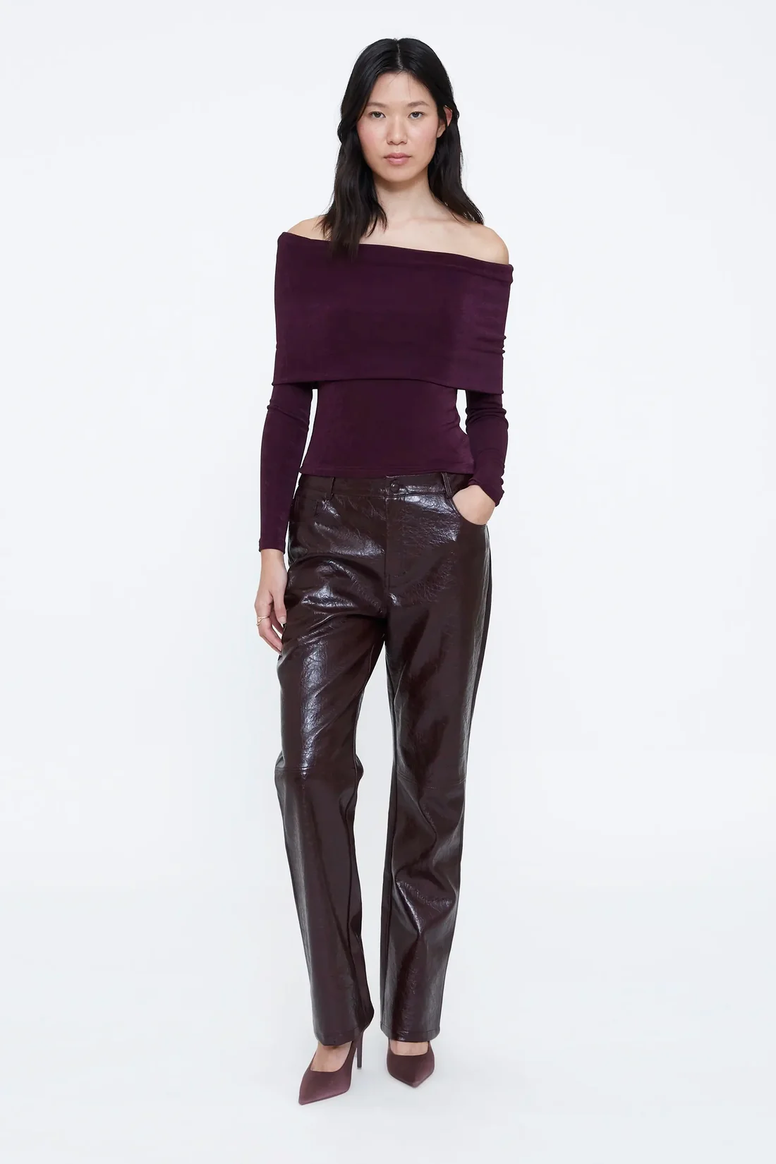 Wild Pony Μπορντό Παντελόνι από Faux Leather