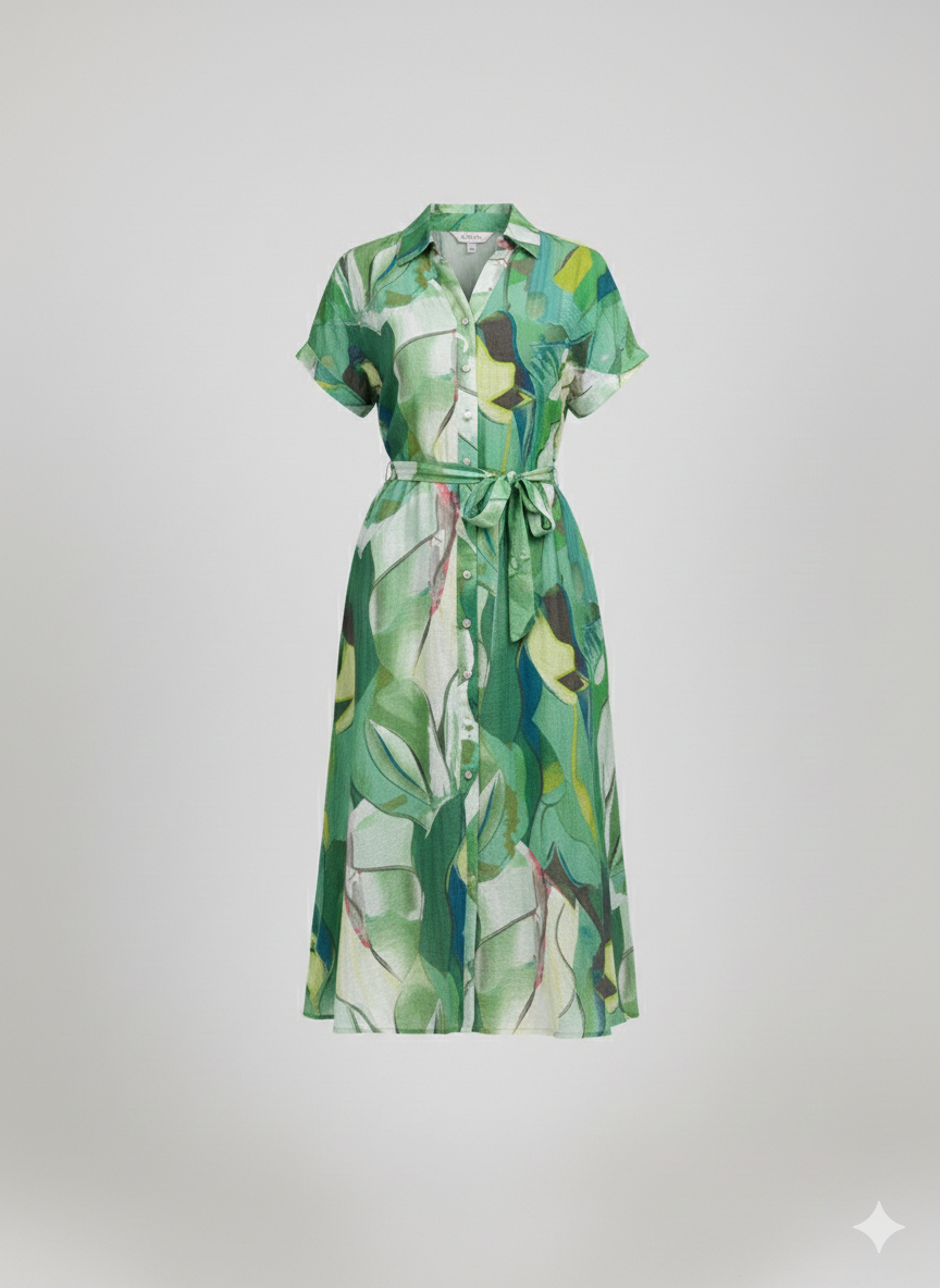 Midi Φόρεμα με Print & Ζώνη Marina V