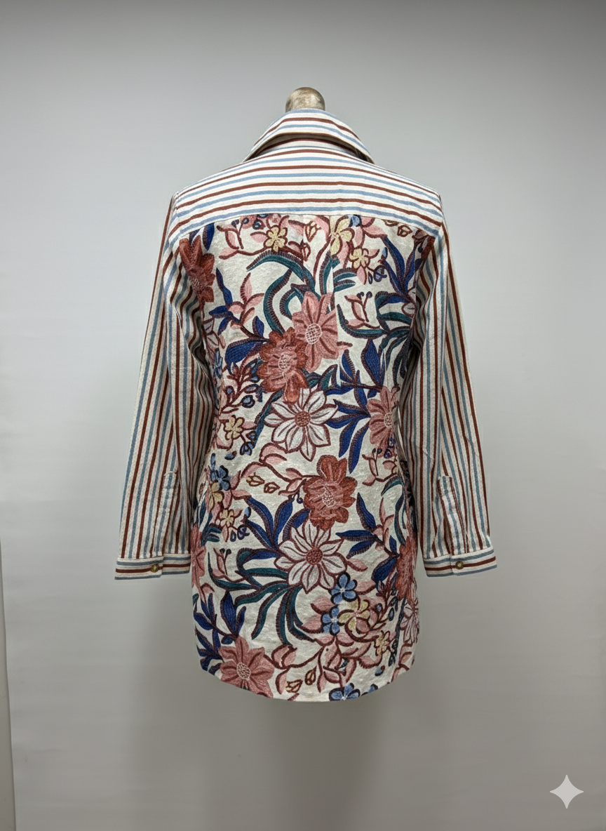 Πουκαμίσα Ριγέ με Εμπριμέ Πλάτη