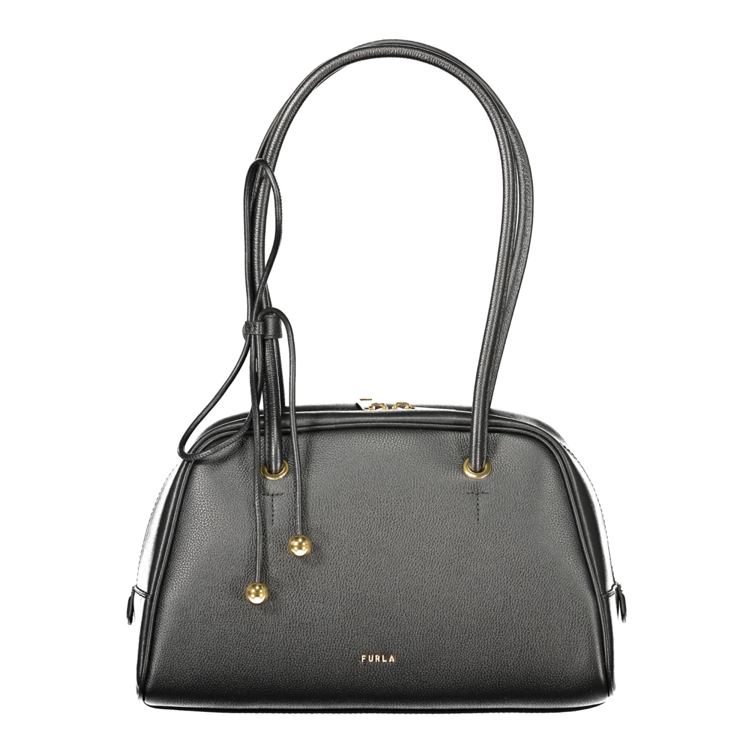 Furla Poppy M Dome Μαύρη Δερμάτινη Τσάντα