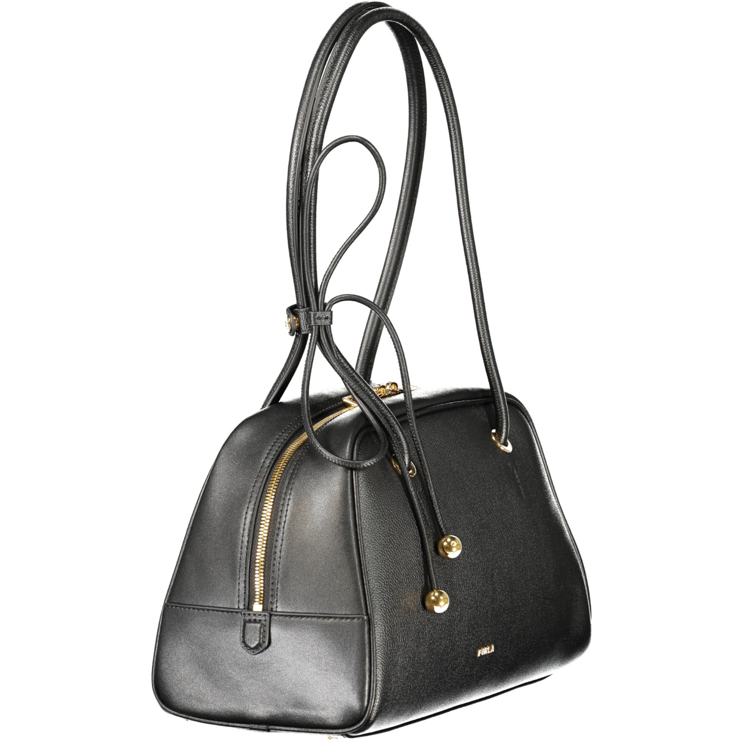 Furla Poppy M Dome Μαύρη Δερμάτινη Τσάντα