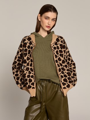 Γυναικεία Πλεκτή Ζακέτα Animal Print Marina V Paris